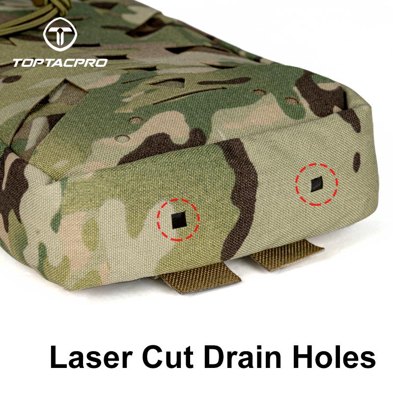 TOPTACPRO Hydration Pouch with Inner Bladder for 1L Water Bag Laser-Cut MOLLE Hydration Pouch for Hiking Biking Running and Climbin 500D Nylon 8504