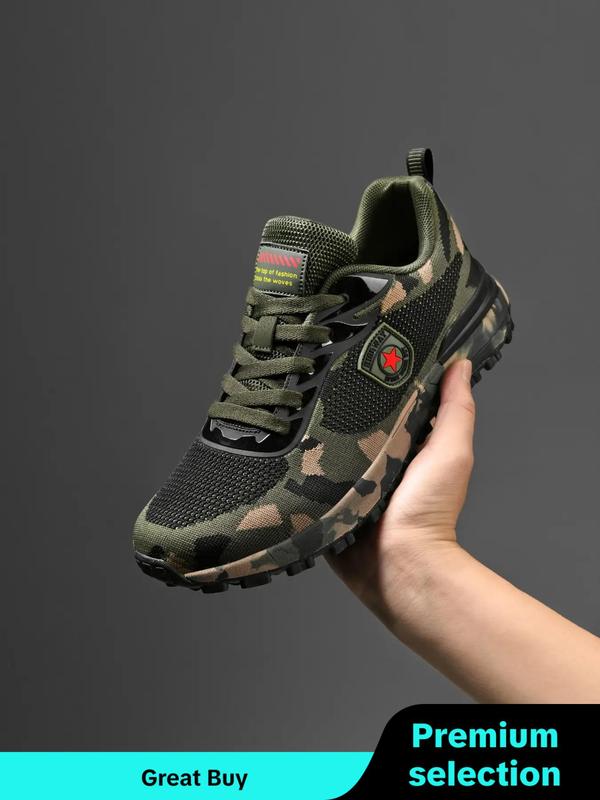 Men's Camo Print Anti-slip Lace Up Athletic Shoes, Casual Comfortable Breathable Hiking Shoes for Outdoor Camping, Hiking Shoes for Men, Sports Footwear, Back To School Shoes