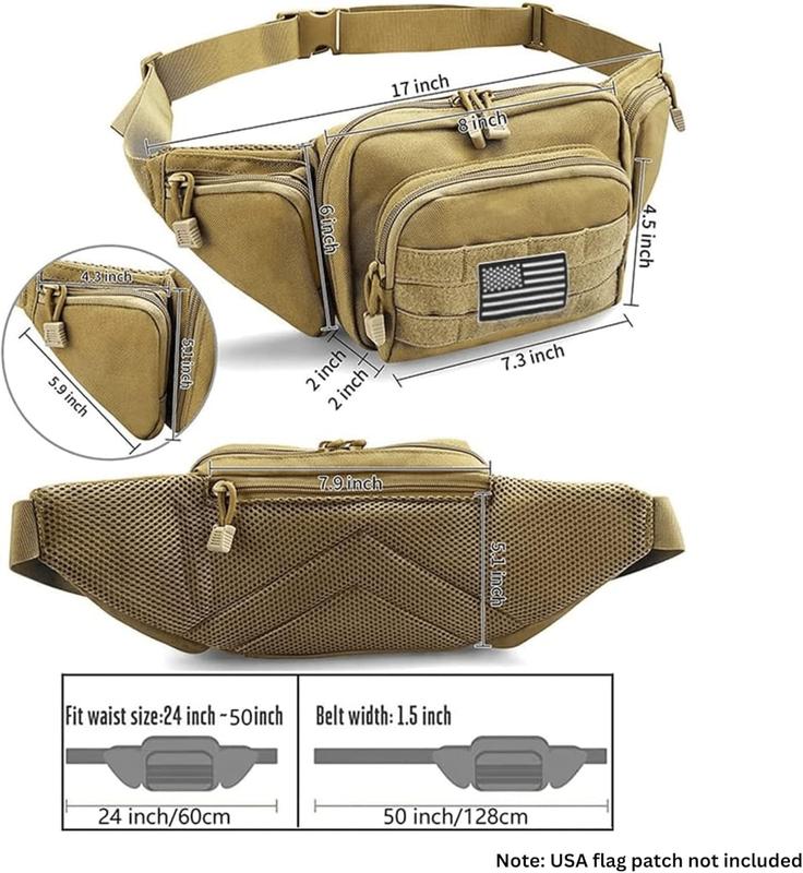 Tactical Fanny Pack for Men, Waist Bag Pack with Adjustable Strap for Outdoors Fishing Cycling Camping Hiking Dog Walking