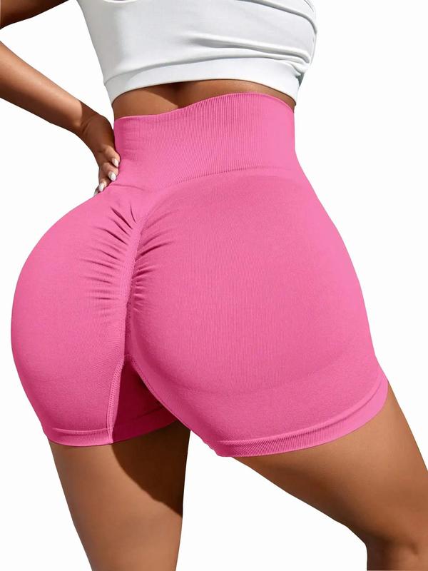 Women's 6pcs Solid High Waist Sports Gym Shorts, Sporty Clothes Women, Breathable Comfortable Seamless High Stretch Skinny Shorts, Summer Outfits, Ladies Sportswear for Indoor Outdoor Wear, Gym Shorts