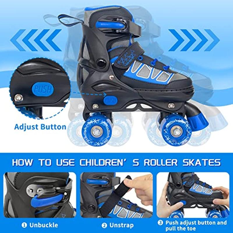 Nattork Adjustable Roller Skates for Kids - Blue - Model 701