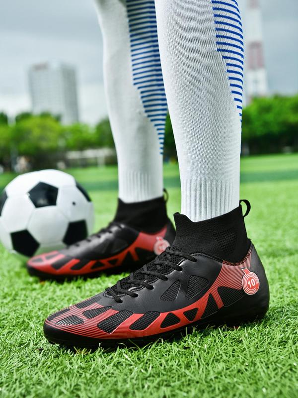 Unisex Colorblock Soccer Cleats, Lace Up Soccer Shoes, High Top Football Shoes, Professional Training Sneakers for Outdoor Sports, Indoor Soccer Shoes, Soccer Cleats, Football Accessories, Summer Outfits 2024, Soccer Shoes