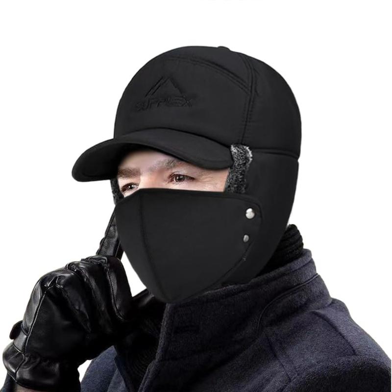 Thermal Cap 3-in-1 Men's & Women's Winter Warm Cold, Thickened Motorcycle Face Cover, Winter Essentials, Warm Fur Lined, Catcher Cap with Ear Flaps, Full Face Warm Cover, Wind Resistant Bike Motorcycle Headgear Outdoor sports cap with removable mask