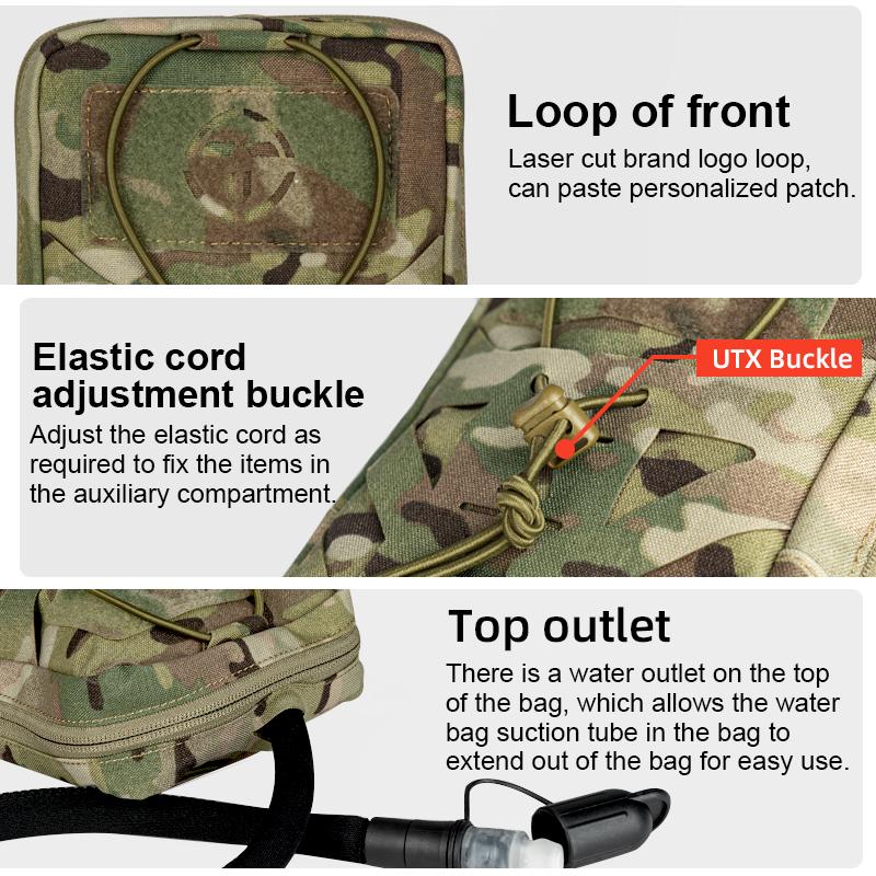 TOPTACPRO Hydration Pouch with Inner Bladder for 1L Water Bag Laser-Cut MOLLE Hydration Pouch for Hiking Biking Running and Climbin 500D Nylon 8504