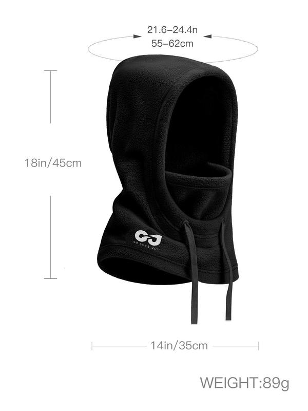 Solid Drawstring Design Balaclava Hat, Windproof Warm Fleece Ski Mask, Outdoor Cycling Warmer Winter Sports Cap for Men & Women