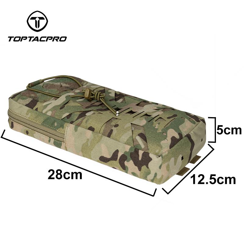 TOPTACPRO Hydration Pouch with Inner Bladder for 1L Water Bag Laser-Cut MOLLE Hydration Pouch for Hiking Biking Running and Climbin 500D Nylon 8504