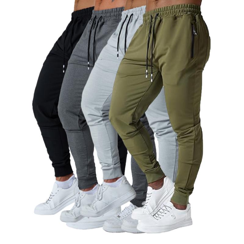 4 pcs Men's Jogger Sweatpants Slim Fit Medium Stretch with Zipped Pockets for Jogging Workout Athletic Active Pants