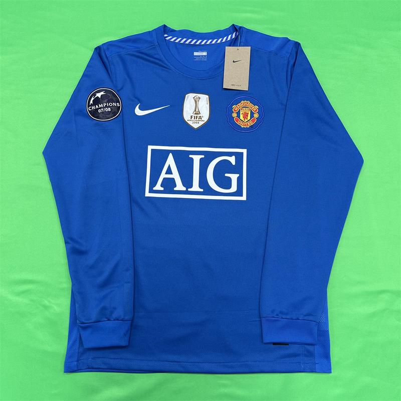 Nike 0809 Manchester United Away Retro Long Sleeve Soccer Jersey No. 7 Ronaldo