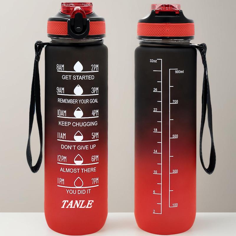 1000ml Sports Water Bottle, Portable Large Capacity Drinking Cup with Straw & Strap for Outdoor Sports School Camping Running, Christmas Gift