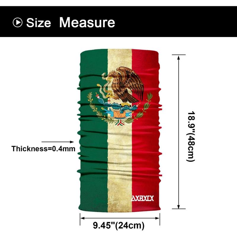 4 Pieces Mexican Flag Skull Face Scarf Breathable Neck Gaiter Tube Balaclava Headwear for Cycling Hiking Camping Climbing Fishing Hunting