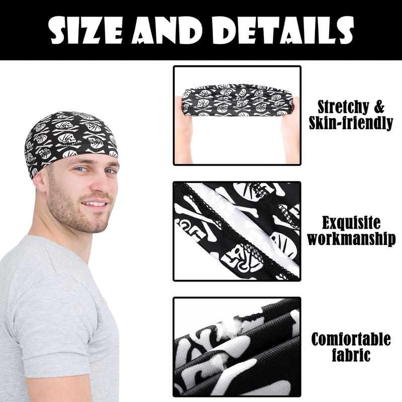 6 count Men Cooling Skull Cap Helmet Liner Sweat Wicking Beanie Head Wrap Bicycle Cycling Running Hat