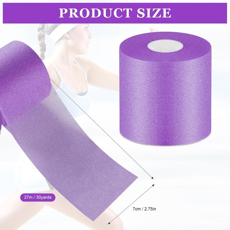 30 Yards Pre-wrap Athletic Foam Underwrap Tape for Sports Bandaging Wrists, Elbows, Knees, and Ankles, 2.76 Inches (Purple)