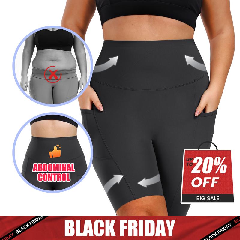 Viconow Tummy Control Workout Shorts for Women with Pockets - High Waist Bike Shorts for Gym Workout Athletic Running Yoga