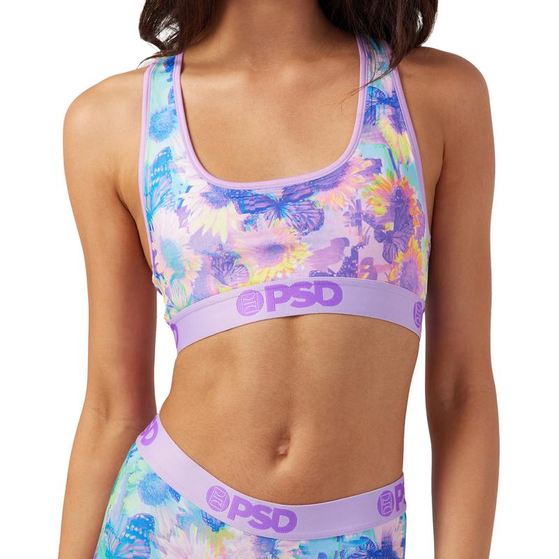 PSD Women's Garden Glitch Racerback Sports Bra - Comfortable, Breathable, Ultra-light Fabric