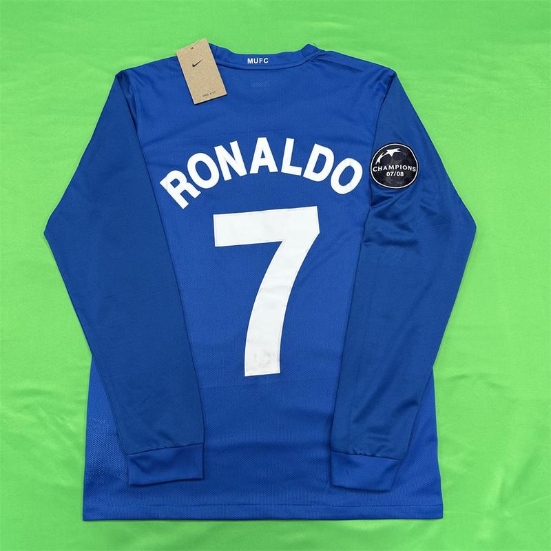 Nike 0809 Manchester United Away Retro Long Sleeve Soccer Jersey No. 7 Ronaldo