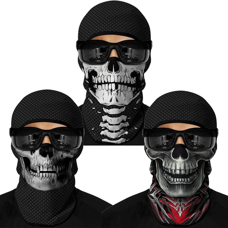 3count Balaclava Ski Mask Motorcycle Full Face Mask Outdoor Tactical Hood Headwear Mask Unisex for Cycling Halloween Windproof