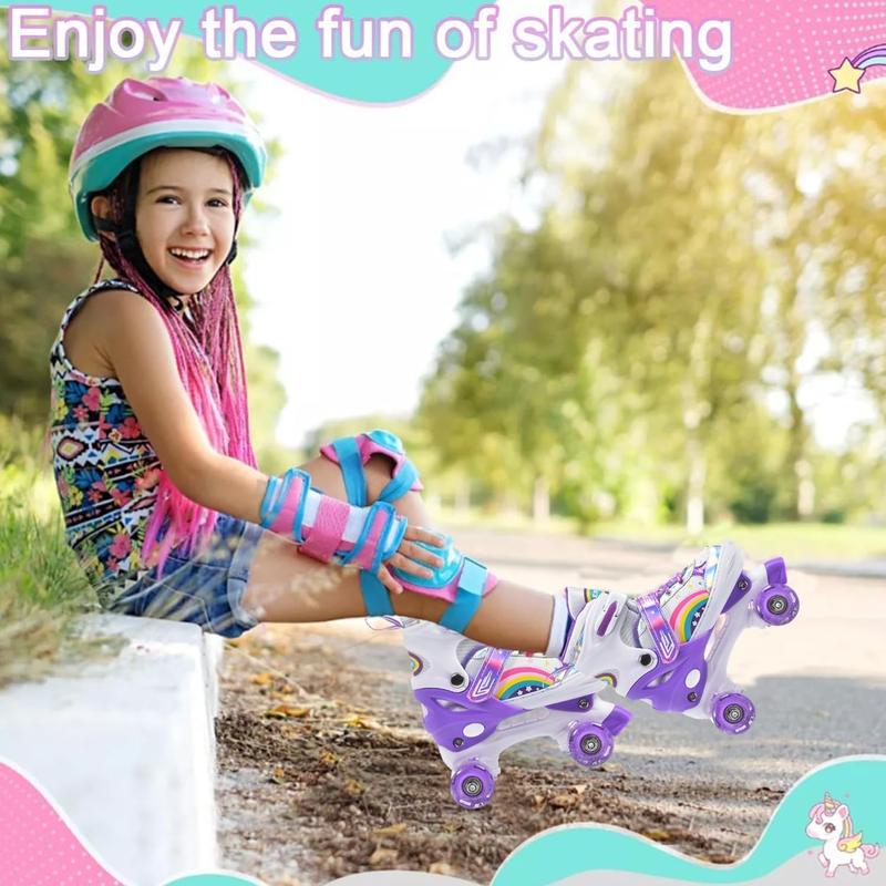 Roller Skates, Roller Skates,Girls Roller Skates,4 Size Adjustable  Roller Skates with Light up Wheels for for Beginner  Girls & Boys