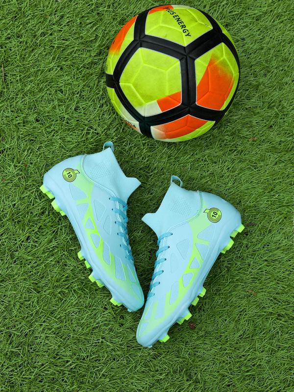 Unisex Colorblock Soccer Cleats, Lace Up Soccer Shoes, High Top Football Shoes, Professional Training Sneakers for Outdoor Sports, Indoor Soccer Shoes, Soccer Cleats, Football Accessories, Summer Outfits 2024, Soccer Shoes