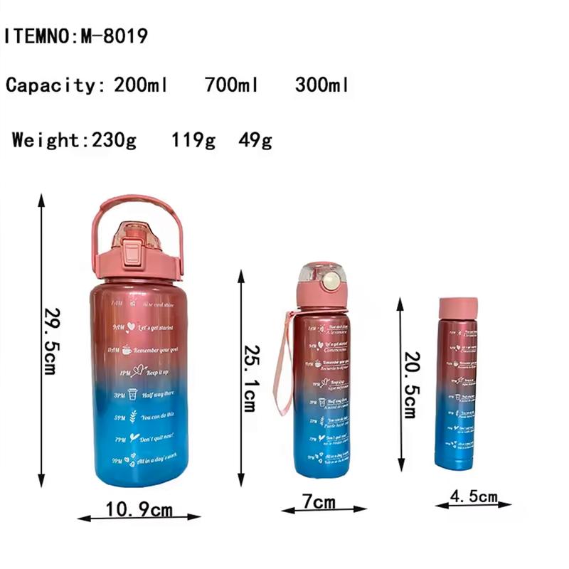 Water Bottle set of 3  2000ML, 700ML & 300ML Mice Powder Coating High Quality Cup Leak proof plastic outdoor sports water bottle for home gym