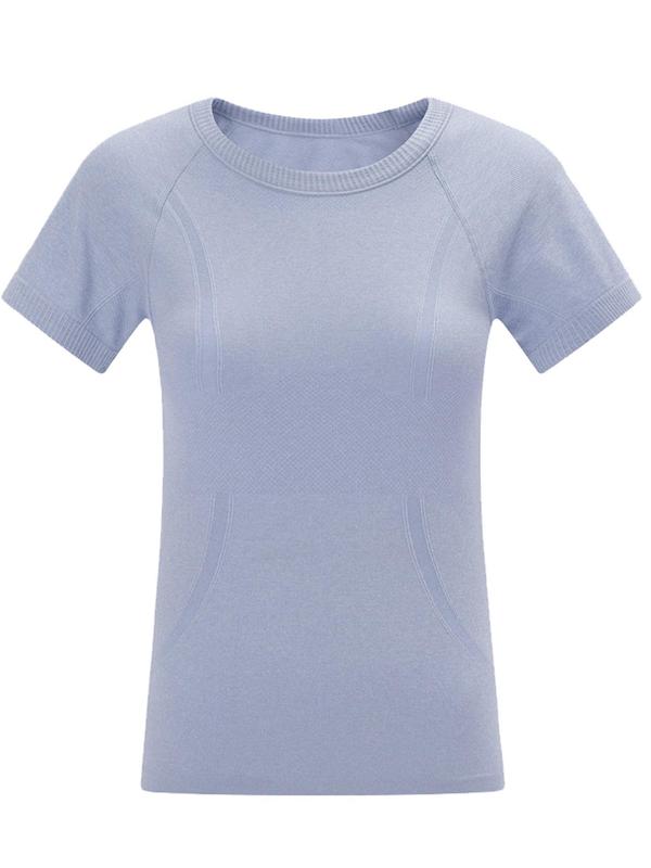 Women's Solid Round Neck Raglan Sleeve Sports Tee, Quick Drying Breathable Crew Neck T-Shirt for Yoga Gym Workout Running, Ladies Sportswear Clothing for All Seasons