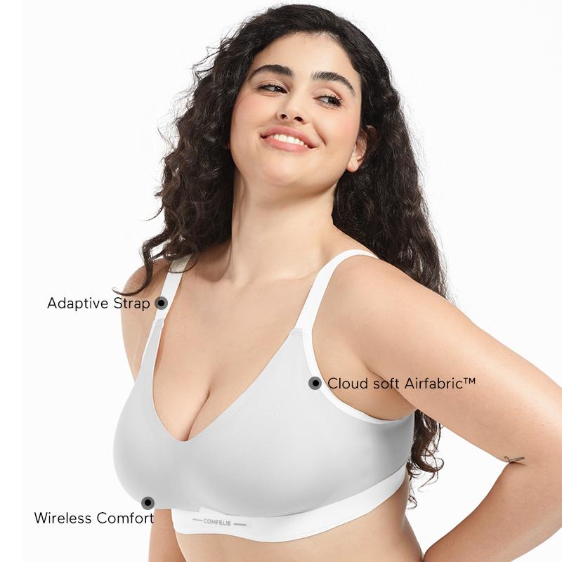 COMFELIE No Underwire Bra for Women, Seamless Comfort Lightly V-Neck Everyday Bra, Seamless Sports Bra Women underwear EB009