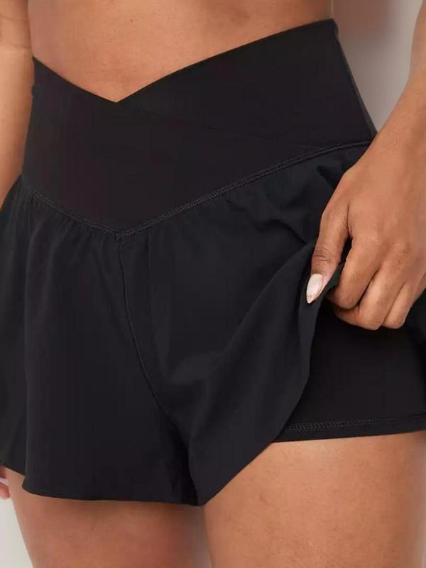 Women's Plain High Waist Athletic Sports Shorts, Back To School Outfits, Casual Sporty Shorts for Tennis Running Gym Workout, Fall Outfits, Ladies Sportswear Bottoms for Fall, 90s Clothes