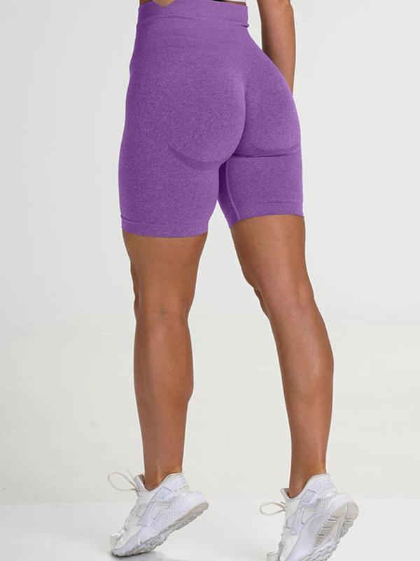 Women's Solid High Waist Sports Gym Shorts, Casual Comfy Breathable Quick Drying Skinny Shorts for Yoga Gym Workout Running, Ladies Sportswear Bottoms for Summer