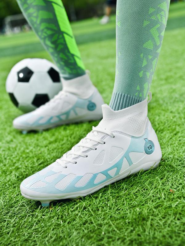 Unisex Colorblock Soccer Cleats, Lace Up Soccer Shoes, High Top Football Shoes, Professional Training Sneakers for Outdoor Sports, Indoor Soccer Shoes, Soccer Cleats, Football Accessories, Summer Outfits 2024, Soccer Shoes