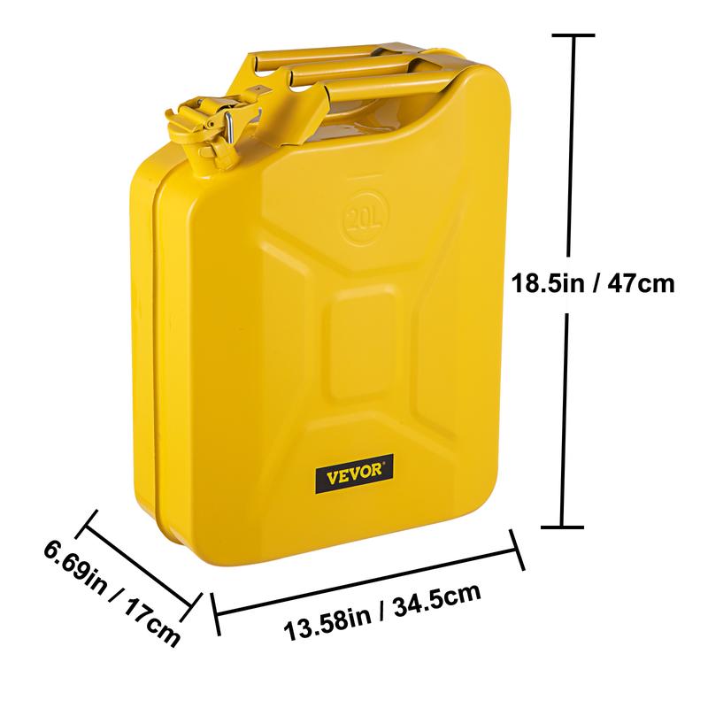 VEVOR Jerry Fuel Can, 5.3 Gallon   20 L Portable Jerry Gas Can with Flexible Spout System, Rustproof ＆ Heat-resistant Steel Fuel Tank for Cars Trucks Equipment, Yellow