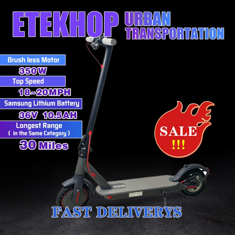 ETEKHOP EP40 Electric scooter, 8.5-inch tires, ultra long range up to 50KM, 350W motor and 19 miles hour portable folding commuting electric scooter, suitable for adults, equipped with dual braking system and applications