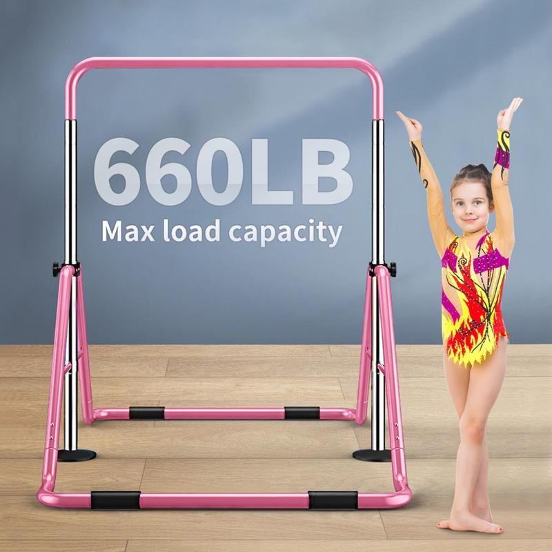 Lilypelle Gymnastics Bars for Kids with Adjustable Height, Folding Gymnastic Training Kip Bar, Junior Expandable Horizontal Monkey Bar for Home