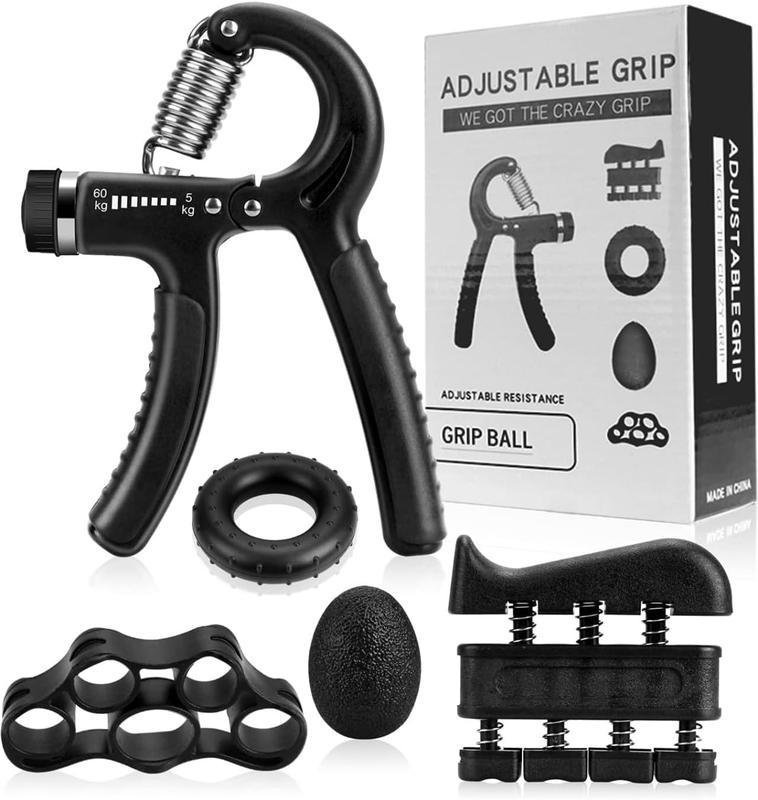 Hand Grip Strengthener Kit （5 Pack）Forearm Grip Adjustable Resistance Hand Gripper, Finger Exerciser, Finger Stretcher,Grip Ring Stress Relief Grip Ball For Athletes,Portable Home Gym Hand Strength Training Tool handgripper,Boy's Girt