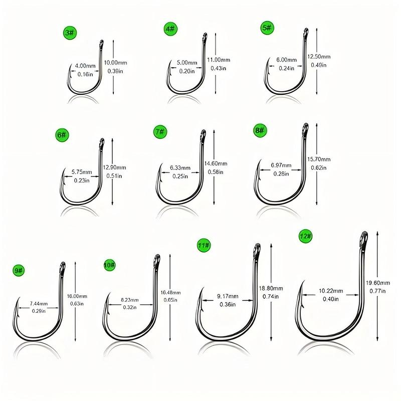 Round Fishing Hook Set, 100 200 300 400 500 600pcs Carbon Steel Single Barbed Fish Hook, Fishing Tackle Accessories, Christmas Gift