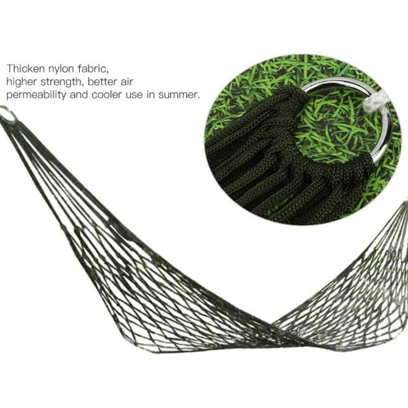 Durable Nylon Rope Hammock, Single Person Hammock, Outdoor Hanging Bed for Camping, Travel, Beach, Picnic, Camping & Hiking Equipment,  Camping Essentials