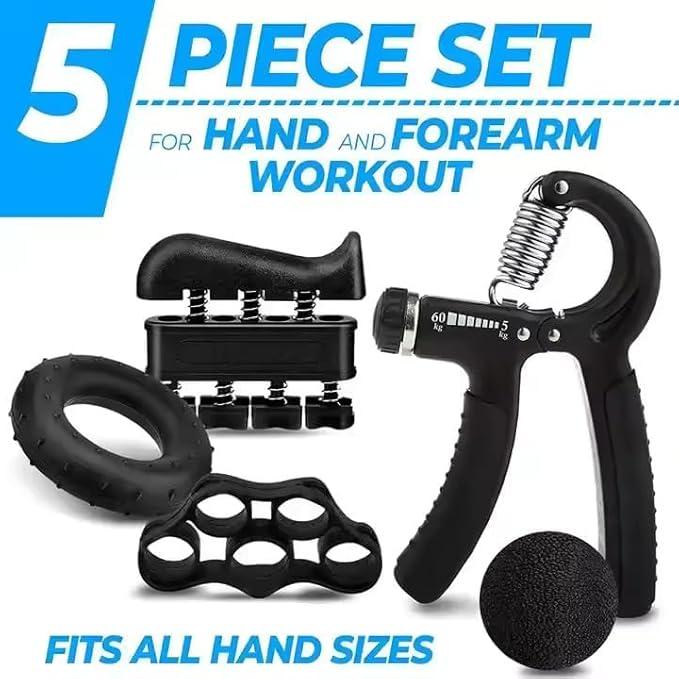 2\1 Pack Grip Strength Trainer,Hand Grip Strengthener Exercise Kit with 5 Pieces, Adjustable Resistance 22-132Lbs (10-60kg),Athletes Forearm trainer