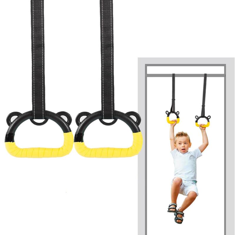 Gymnastic Rings, Pull Up Rings for Children Exercise, Indoor Gym Ring, Kids Gymnastics Rings with Adjustable Straps, Strength Training Equipment