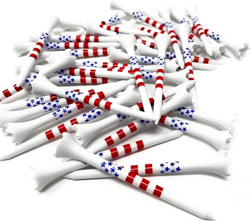 Plastic 3 1 4 Unbreakable Performance Golf Tees, Stars and Stripes, 100 Count