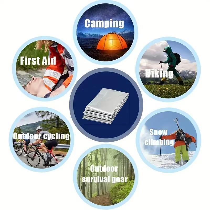 Emergency Blanket, 6 Counts Heat Insulation Blanket, Outdoor Camping Survival Blanket, Emergency Insulation Blanket for Outdoor Camping Hiking