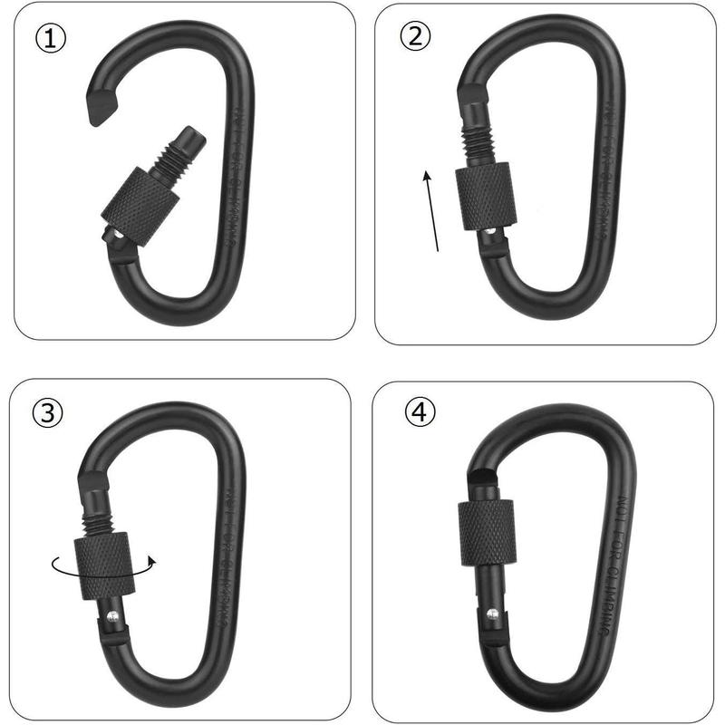 Locking Carabiner Clip,  Caribeaner Clips D Ring Spring Snap Key Chain Hook 3