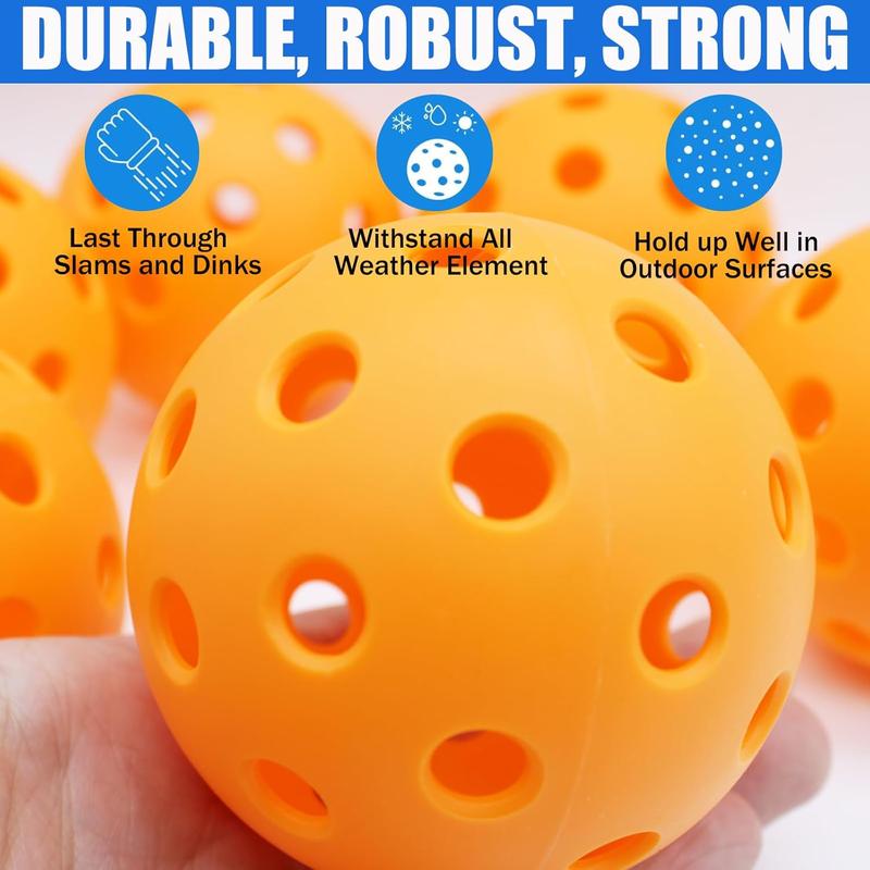 Pickleball Balls, 6 Pack 40 Holes Outdoor Pickleballs, High Elasticity & Durable Pickle Balls for All Style Pickleball Paddles