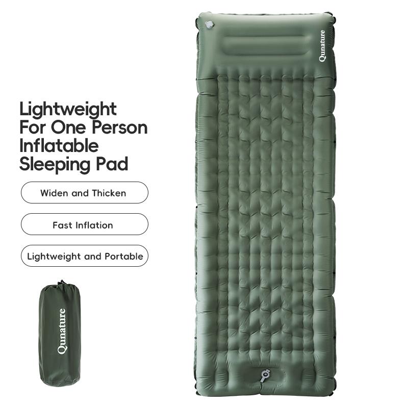 Camping Sleeping Pad Ultralight Inflator Camping Mat with Built-in Foot Pump & Pillow, Upgraded Compact Camping Air Mattress for Camping, Backpacking, Hiking