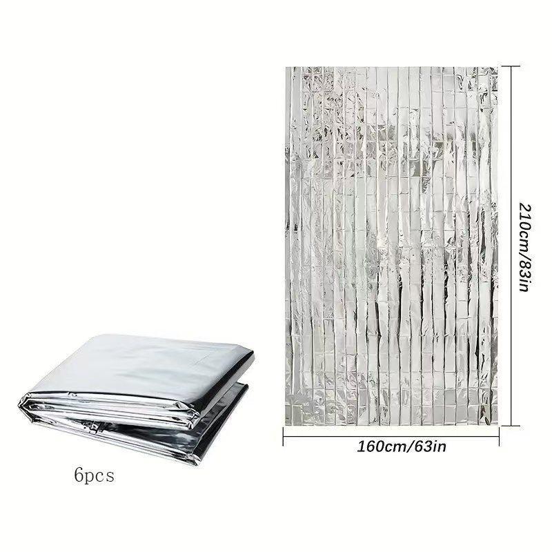 Emergency Blanket, 6 Counts Heat Insulation Blanket, Outdoor Camping Survival Blanket, Emergency Insulation Blanket for Outdoor Camping Hiking