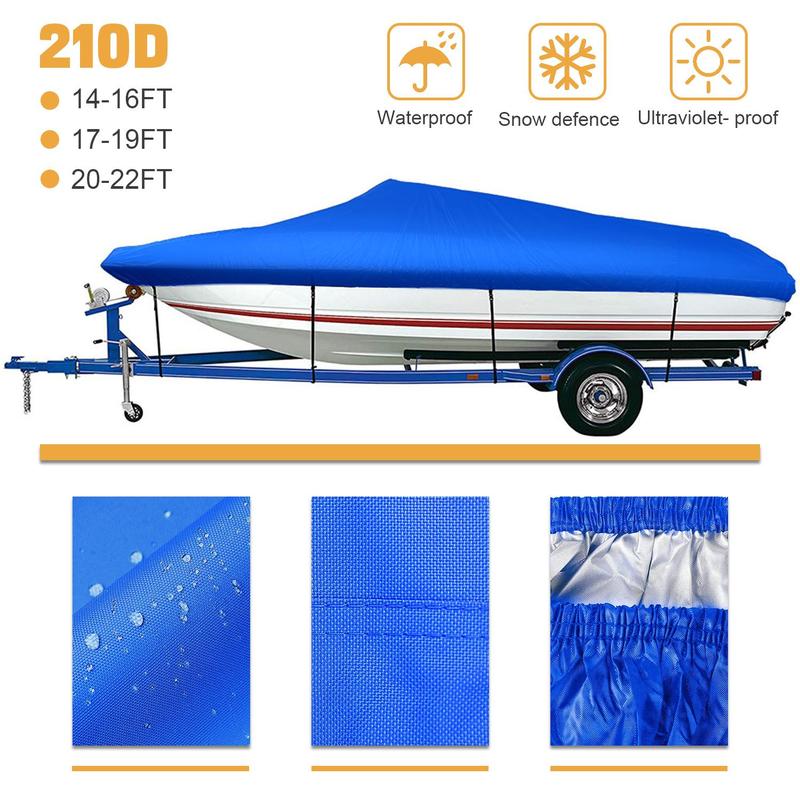 Trailerable Boat Cover Waterproof Heavy Duty Marine Grade Dust V-Hull Runabout