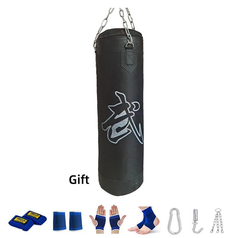 Boxing Sandbag with Hook & Chain Set, High Height Boxing Sandbag, Martial Arts Training Sandbag, with Protective Gear, Gift for Boxing Enthusiasts [Packaging List As Picture Shown]