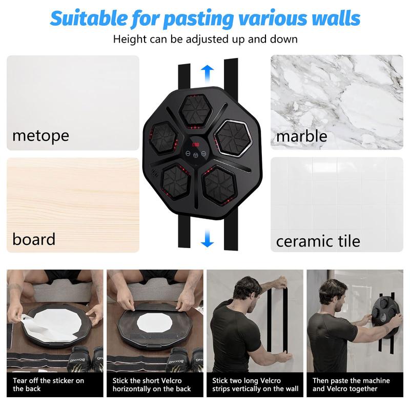 Boxing Machine,Music Boxing Machine with Boxing Gloves, Wall Mounted Smart Bluetooth Music Boxing Trainer, Boxing Equipment,Electronic Boxing Target Workout Punching Equipment for Home, Indoor and Gym,Maquina de boxeo Musical Pared