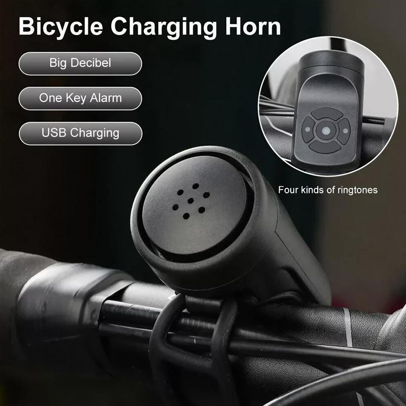 Bicycle Horn, 140db Loud Bicycle Bell with Vibration Alarm, Rechargeable Waterproof Smart Bicycle Horn, Bicycle Accessories for Mountain Bike