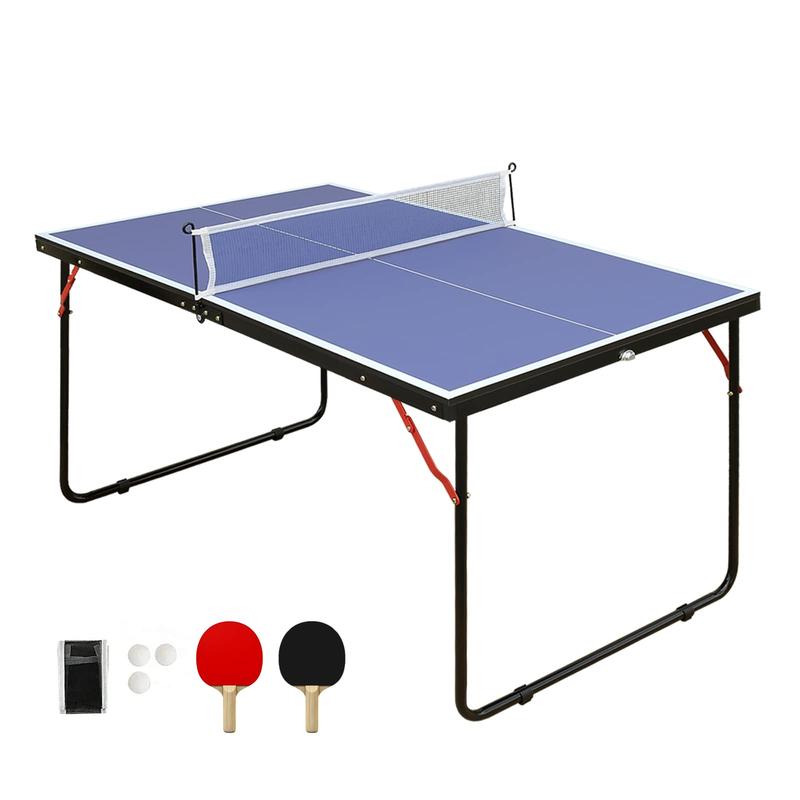 Table Tennis Table Ping-Pong Tables Set - 100 Preassembled Foldable & Portable Ping Pong Family Game Tables for Outdoor Indoor