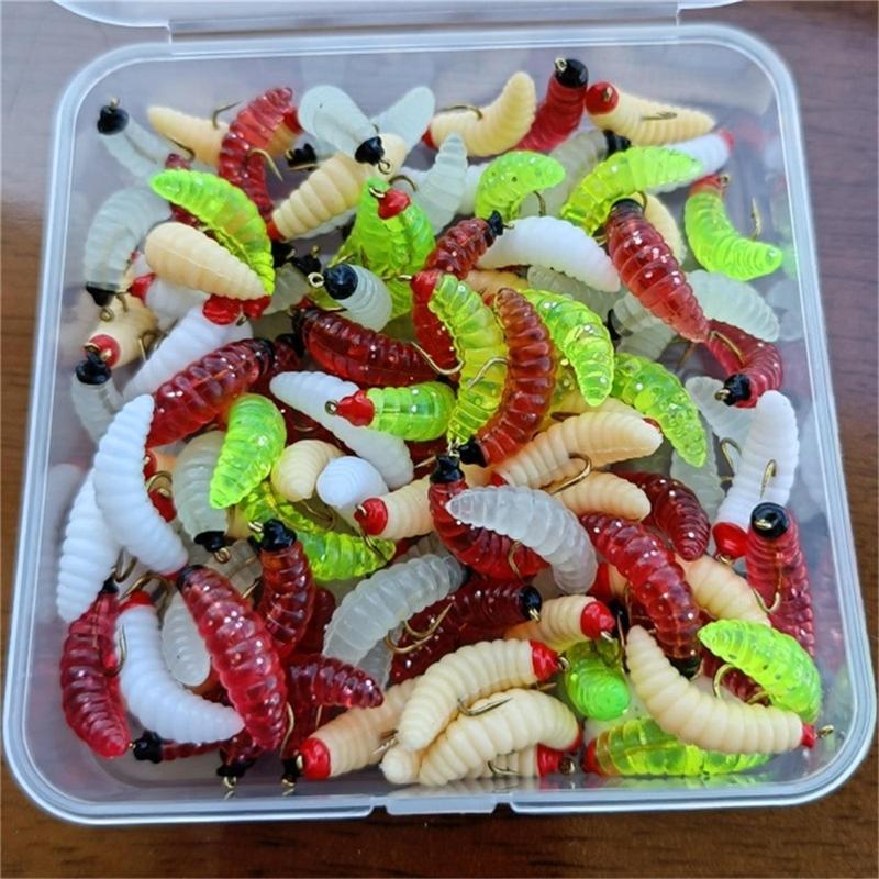 Maggot Fly Fishing Bait, 30pcs box Wet Trout Worm Bait for Trout Perch Fishing, Fly Insect Lures, Lure Fishing Bait, Fishing Tackle