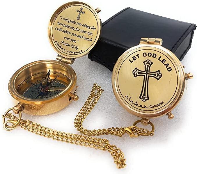 Divine Path Engraved Compass - I Will Guide You - Psalm 32:8