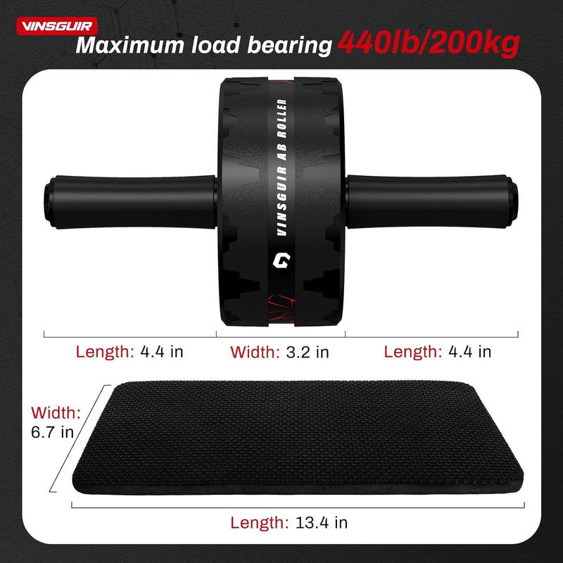 Vinsguir Ab Roller Wheel, Abs Workout Equipment for Abdominal & Core Strength Training, Exercise Wheels for Home Gym, Fitness Equipment for Core Workout with Knee Pad Accessories Vinsguir